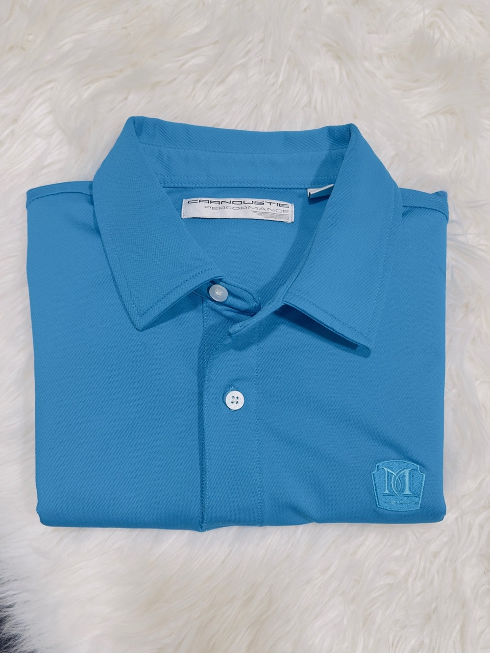 Men’s Carnoustie Performance Teal Blue Performance Golf Shirt Size Large